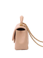 CHNL -  Beige Mini Rectangular Classic Flap with Top Handle.