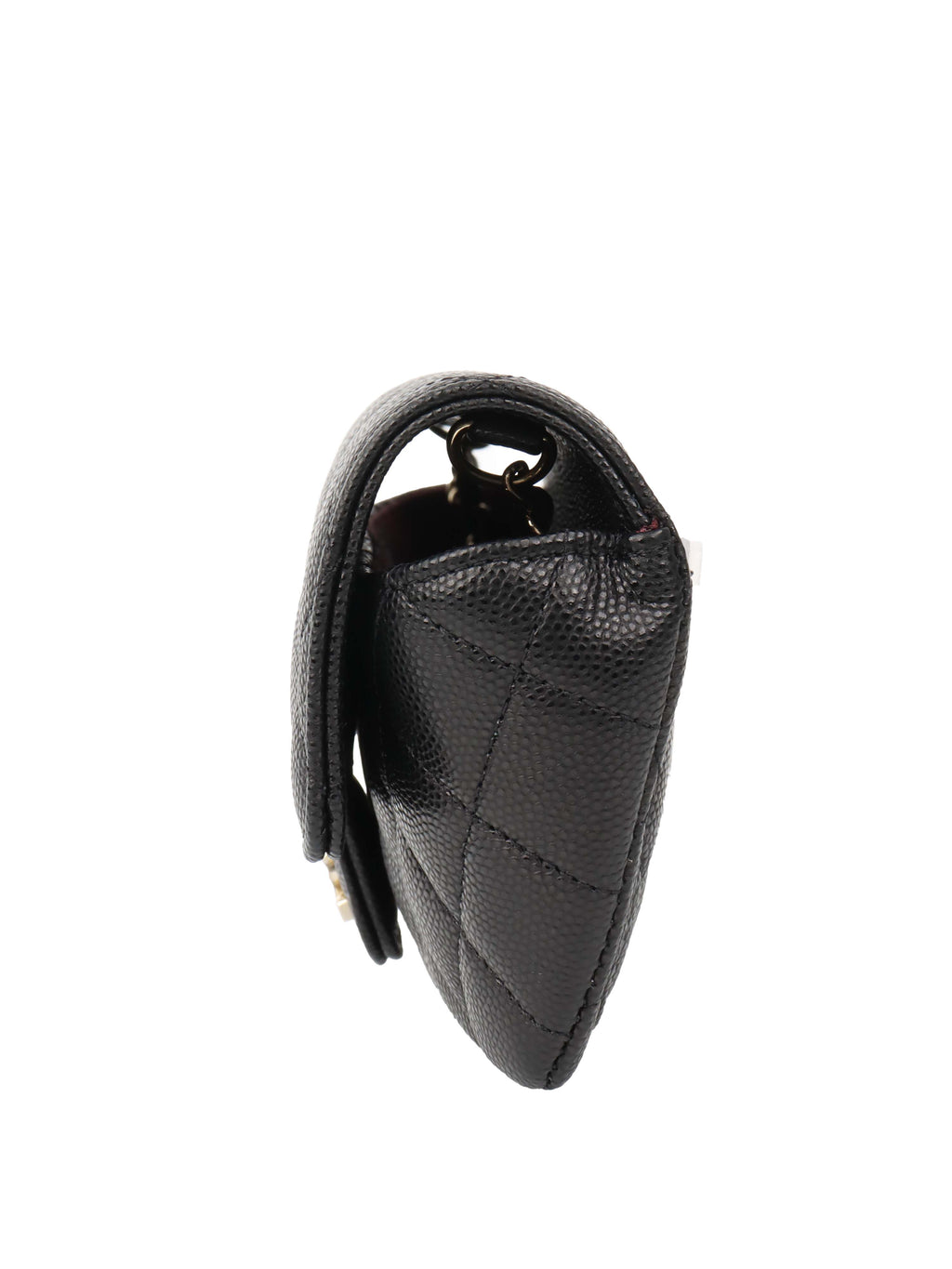 CHNL -  Black Caviar Glasses Case Chain Bag.