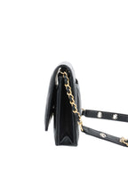 CHNL -  Black Lambskin Punk Wallet on Chain GHW.
