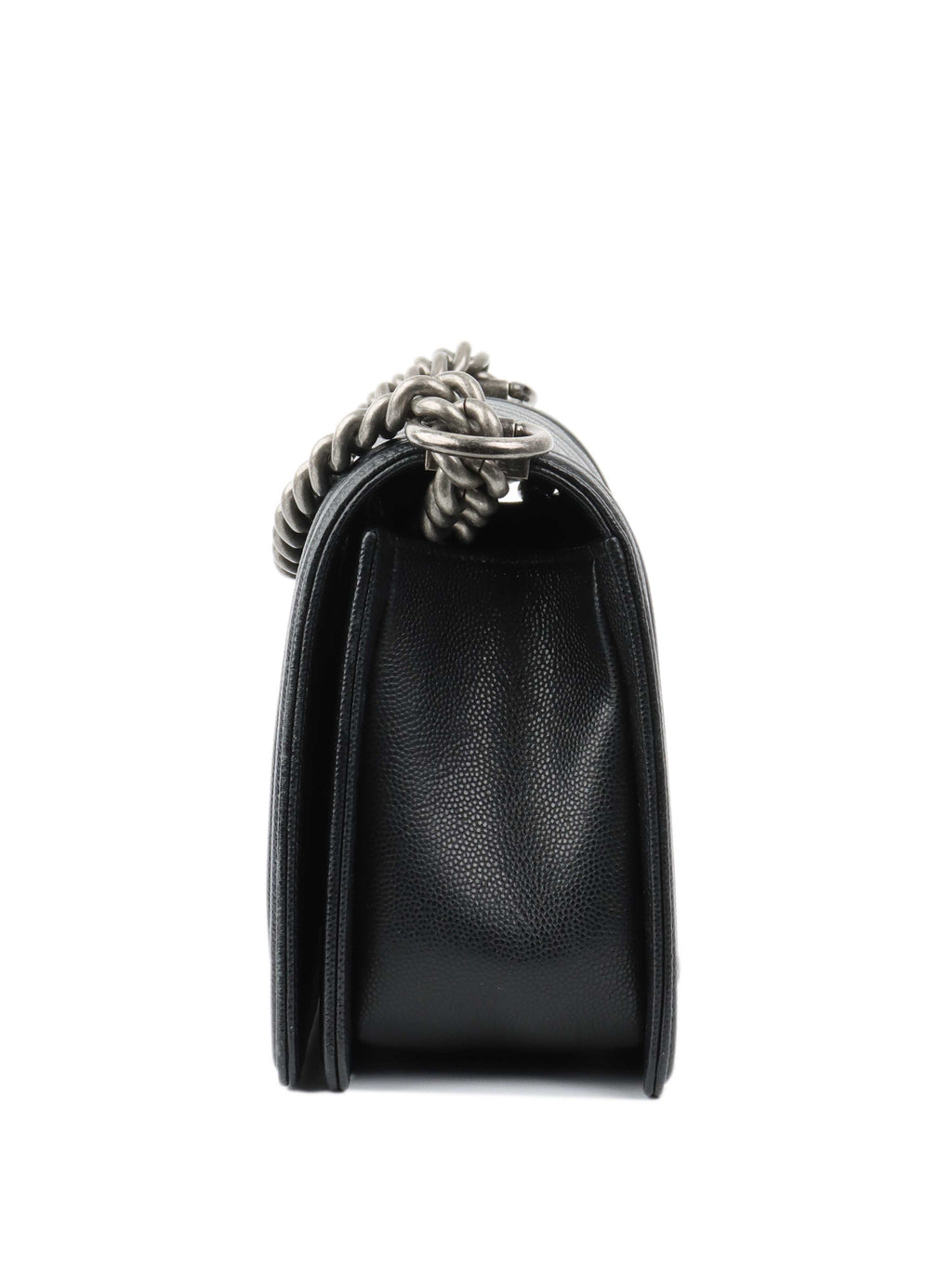 CHNL -  Medium Black Chevron Boy Bag.