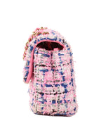 CHNL -  Pink & Blue Tweed Mini Rectangular Classic Flap.