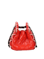 CHNL -  Limited Edition Red Patent & Tweed Double Chain Tote