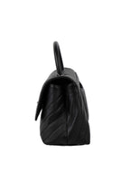 CHNL -  Medium Chevron So Black Coco Handle.