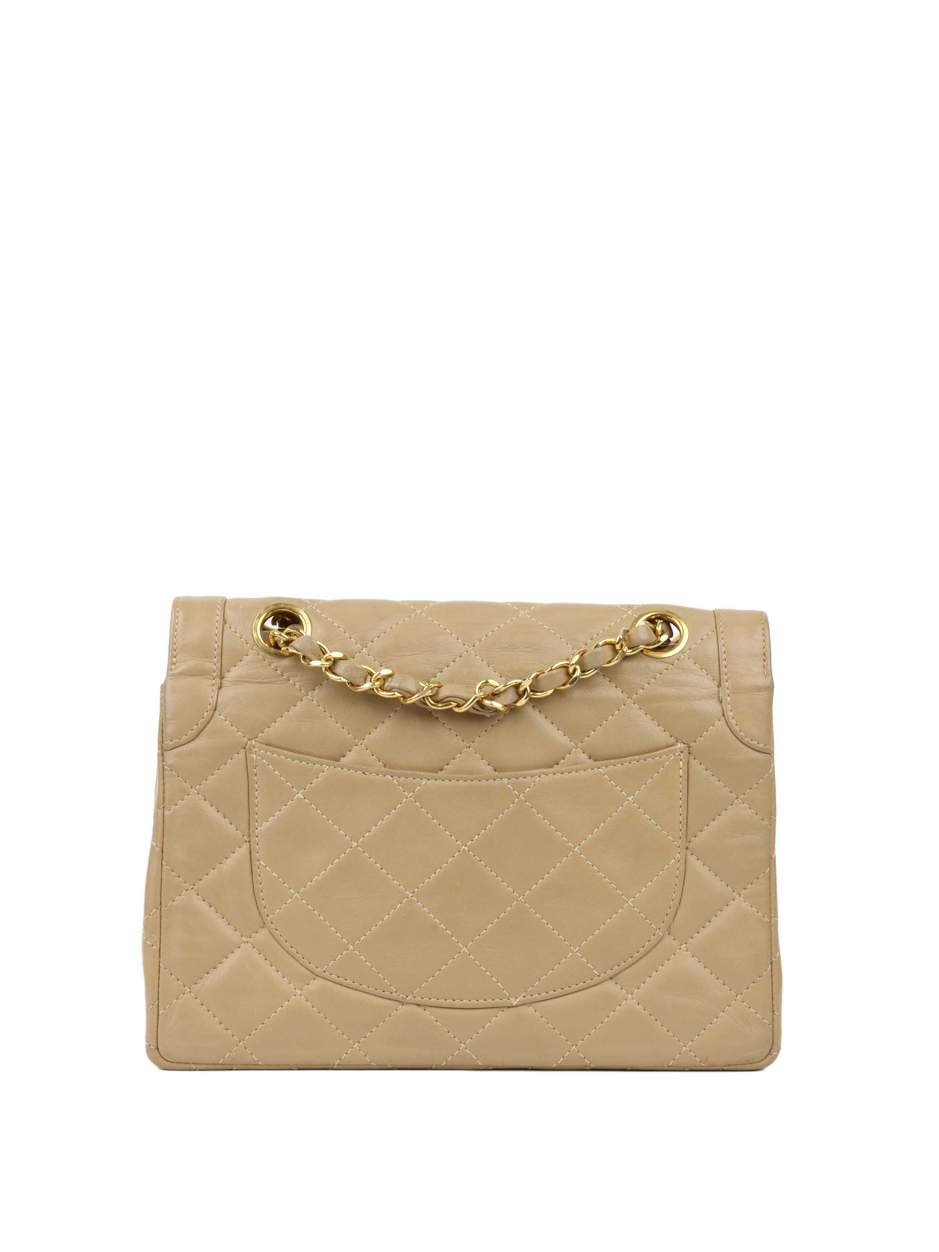 CHNL -   Two Toned Beige Flap Bag.