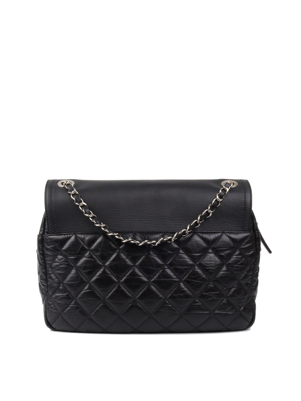 CHNL -  Black Wrinkled Quilted Flap Bag