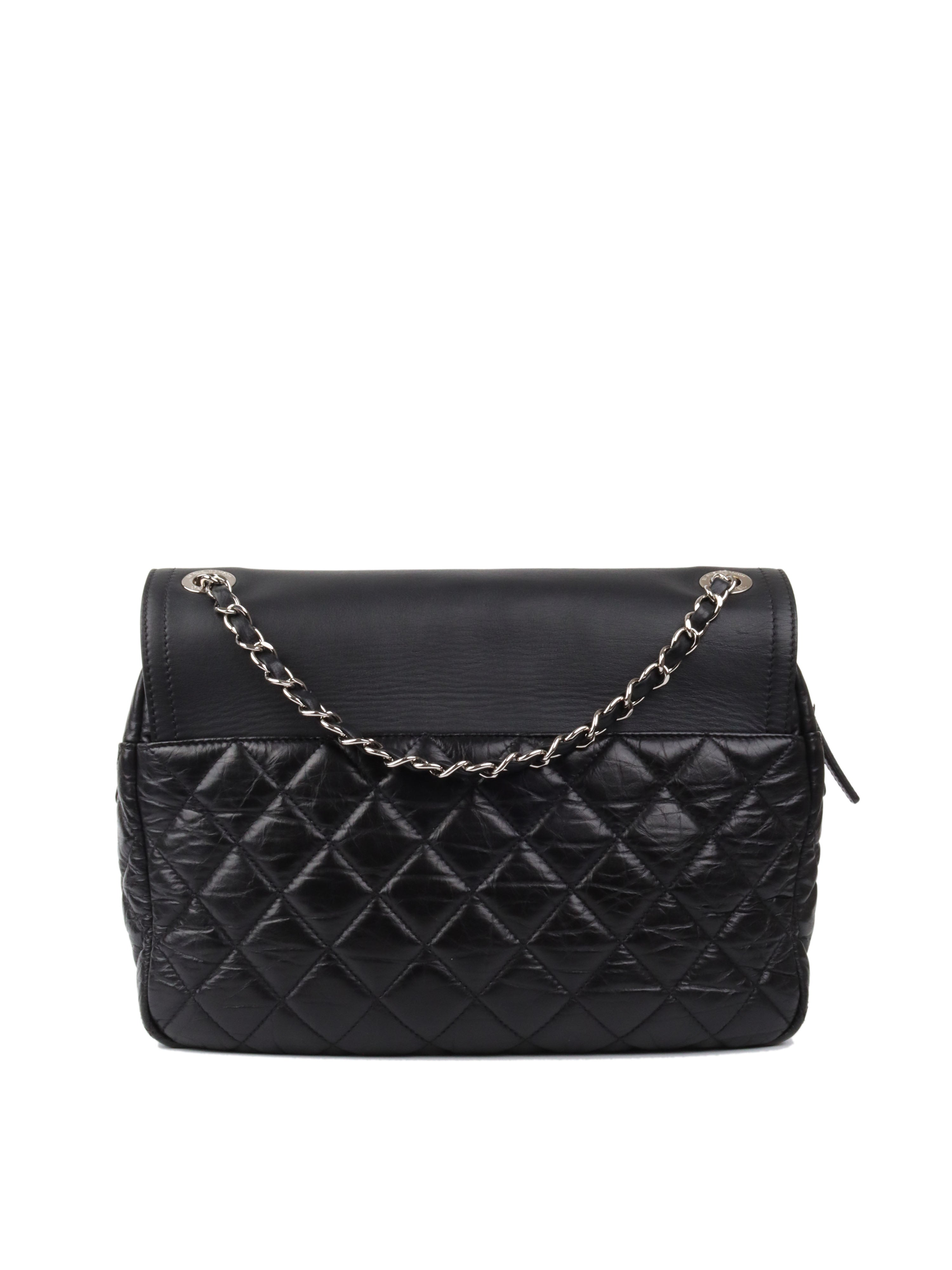 CHNL -  Black Wrinkled Quilted Flap Bag