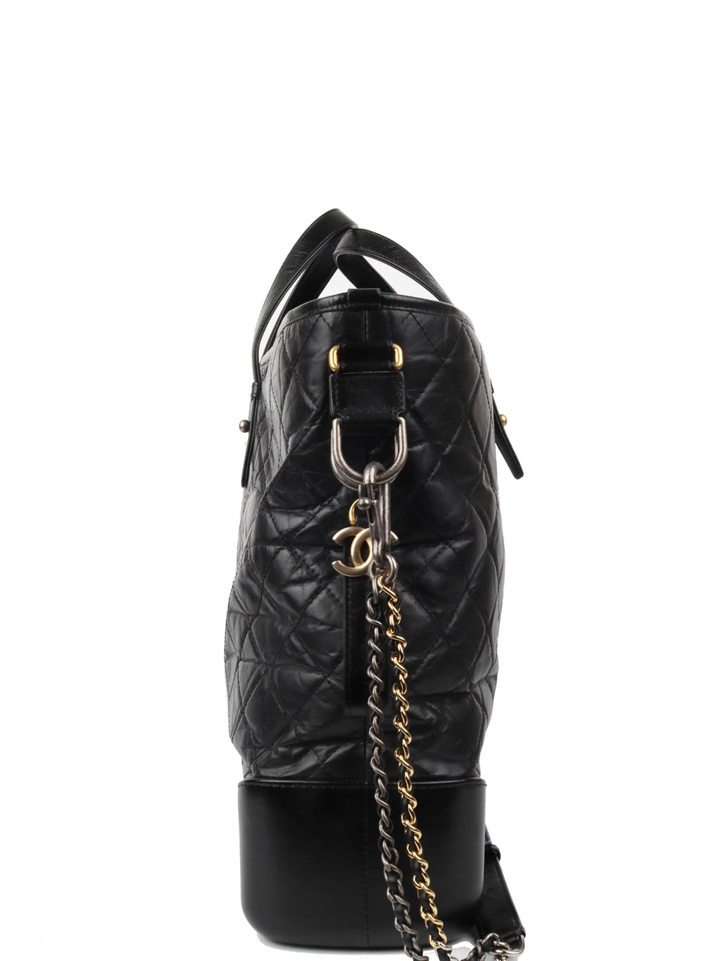 CHNL -  Black Gabrielle Top Handle Top Gold And Silver