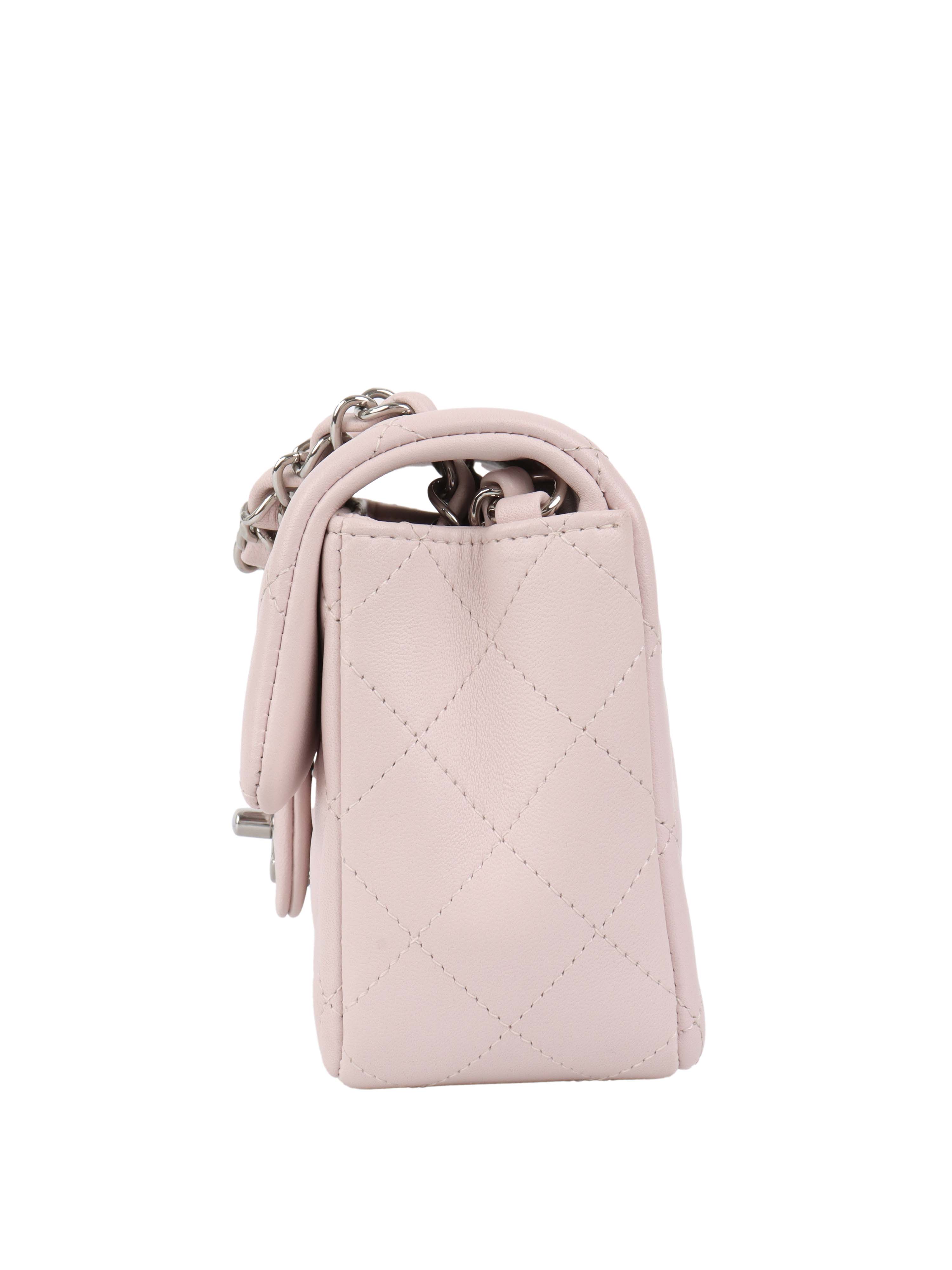 CHNL -  Light Pink Mini Rectangular Classic Flap SHW.