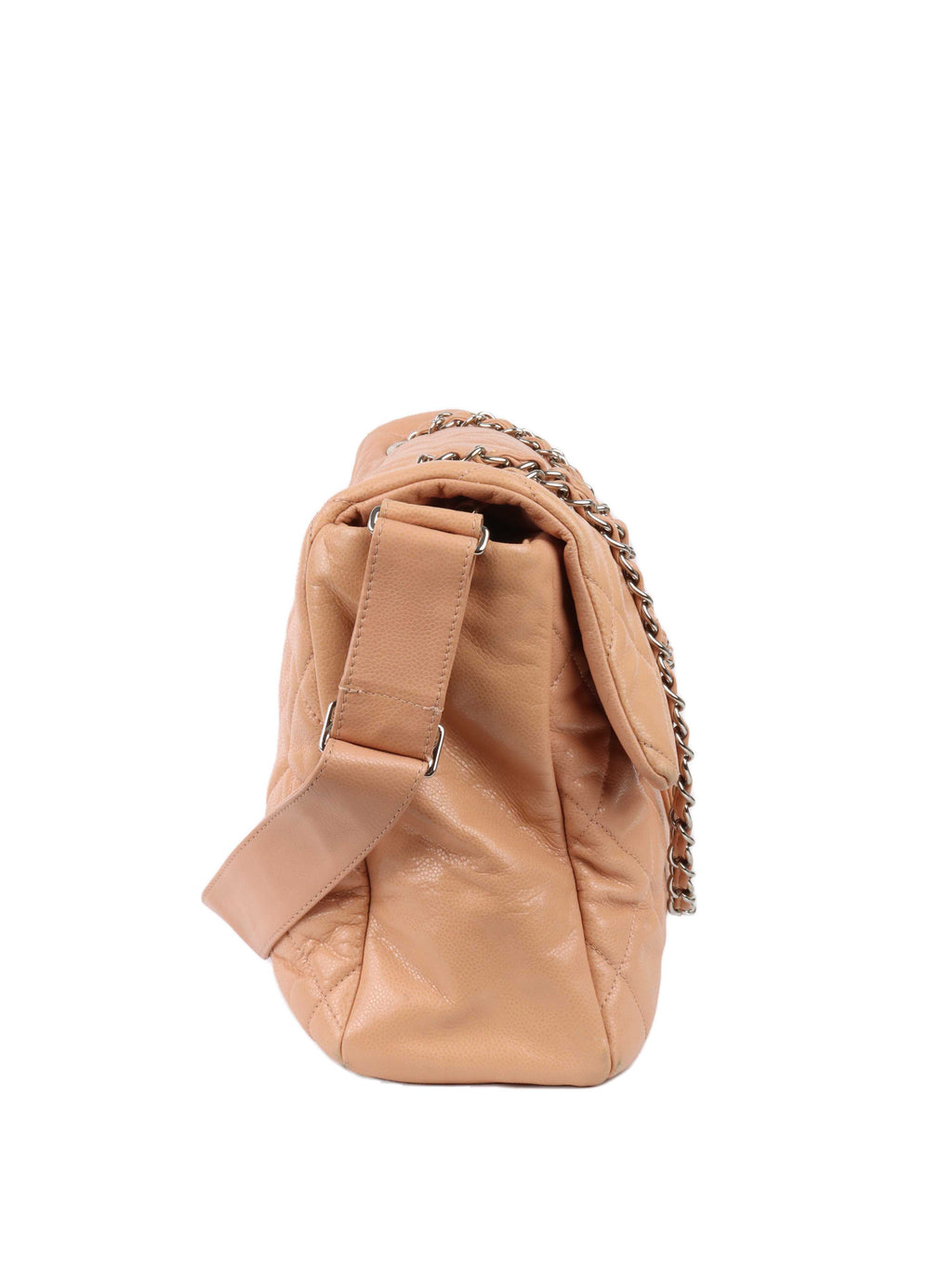 CHNL -  Patent Salmon Leather Shoulder Bag.