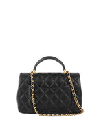 CHNL -  Black Rectangular Mini Classic Flap with Handle.
