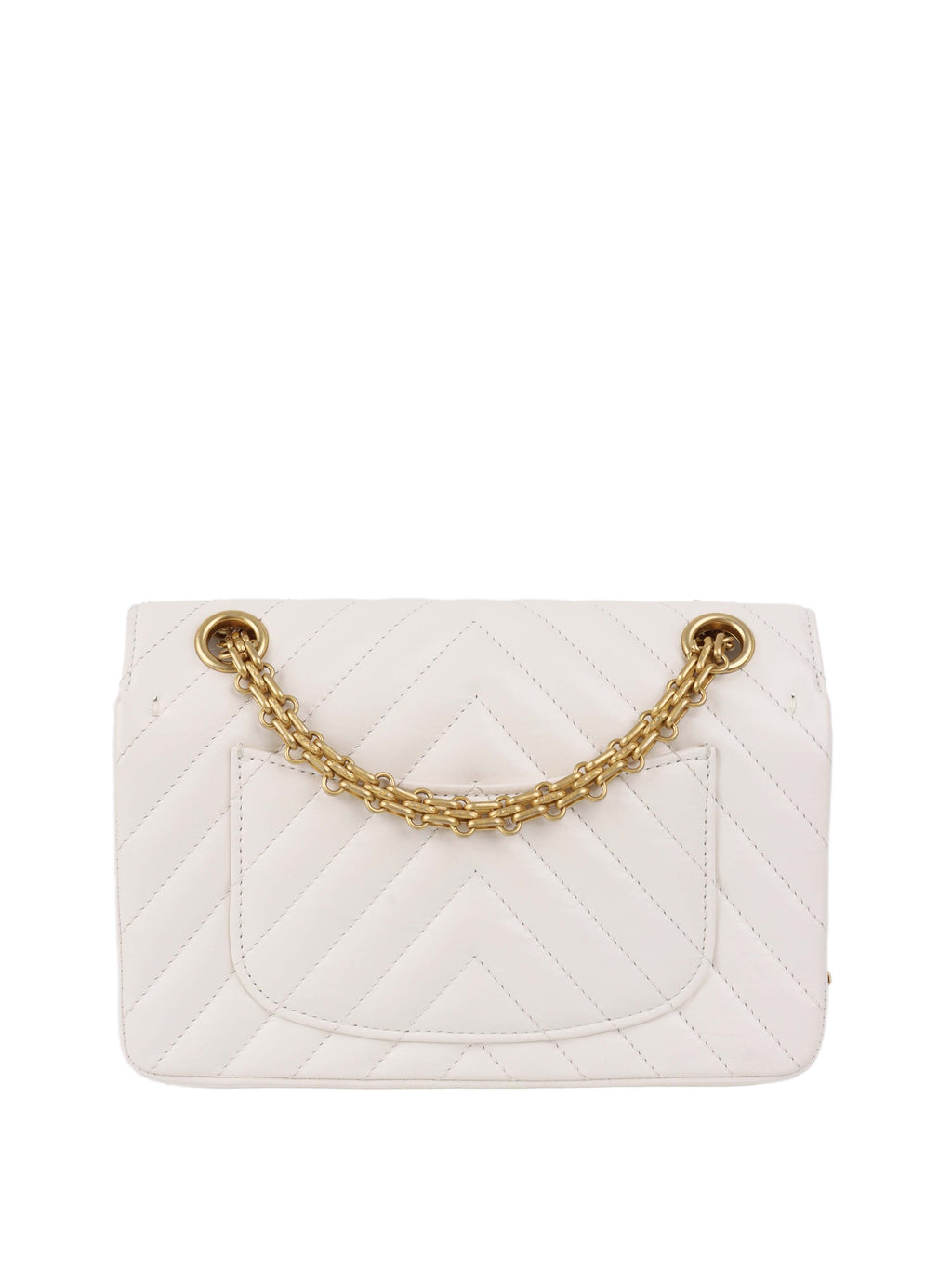CHNL -  Small White Chevron 2.55 Bag.