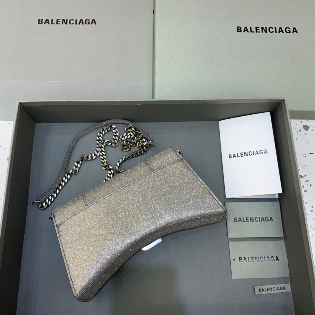BLN-Ciaga Hourglass Wallet On Chain in Golden Gray, For Women,  Bags 9in/23LO