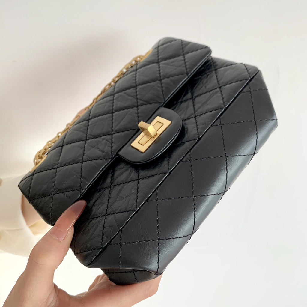 CHL - Mini 2.55 Handbag Black For Women Gold Toned Hardware 7.8in/20LO AS0874 Y04634 94305
