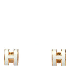 GOLD LACQUERED MINI POP H EARRINGS WHITE