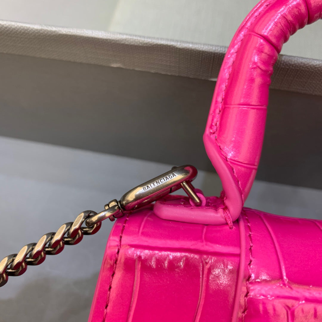 BLN-Ciaga Hourglass Mini Handbag With Chain In Dark Pink, For Women,  Bags 4.7in/12LO