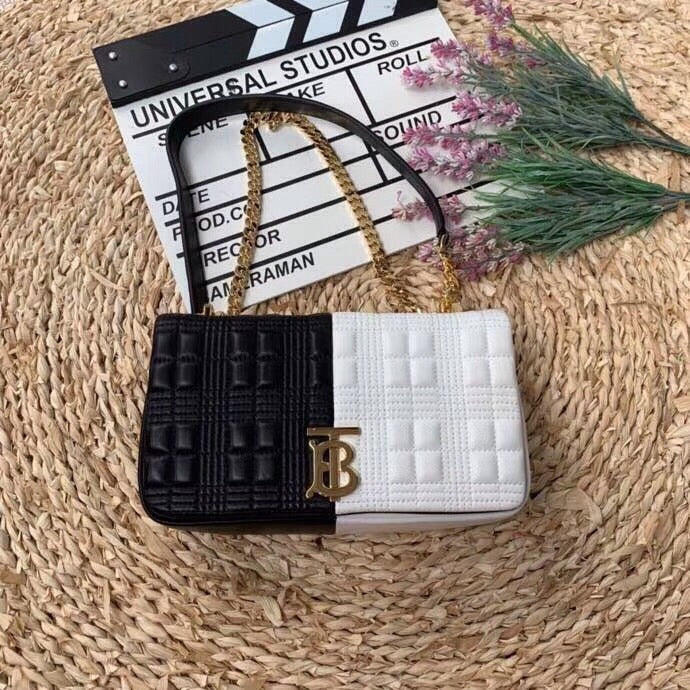 B-Berry - BB  Horseferry Print Quilted Small Lola Bag Monogram Black And White For Women, Bags 9in/23LO