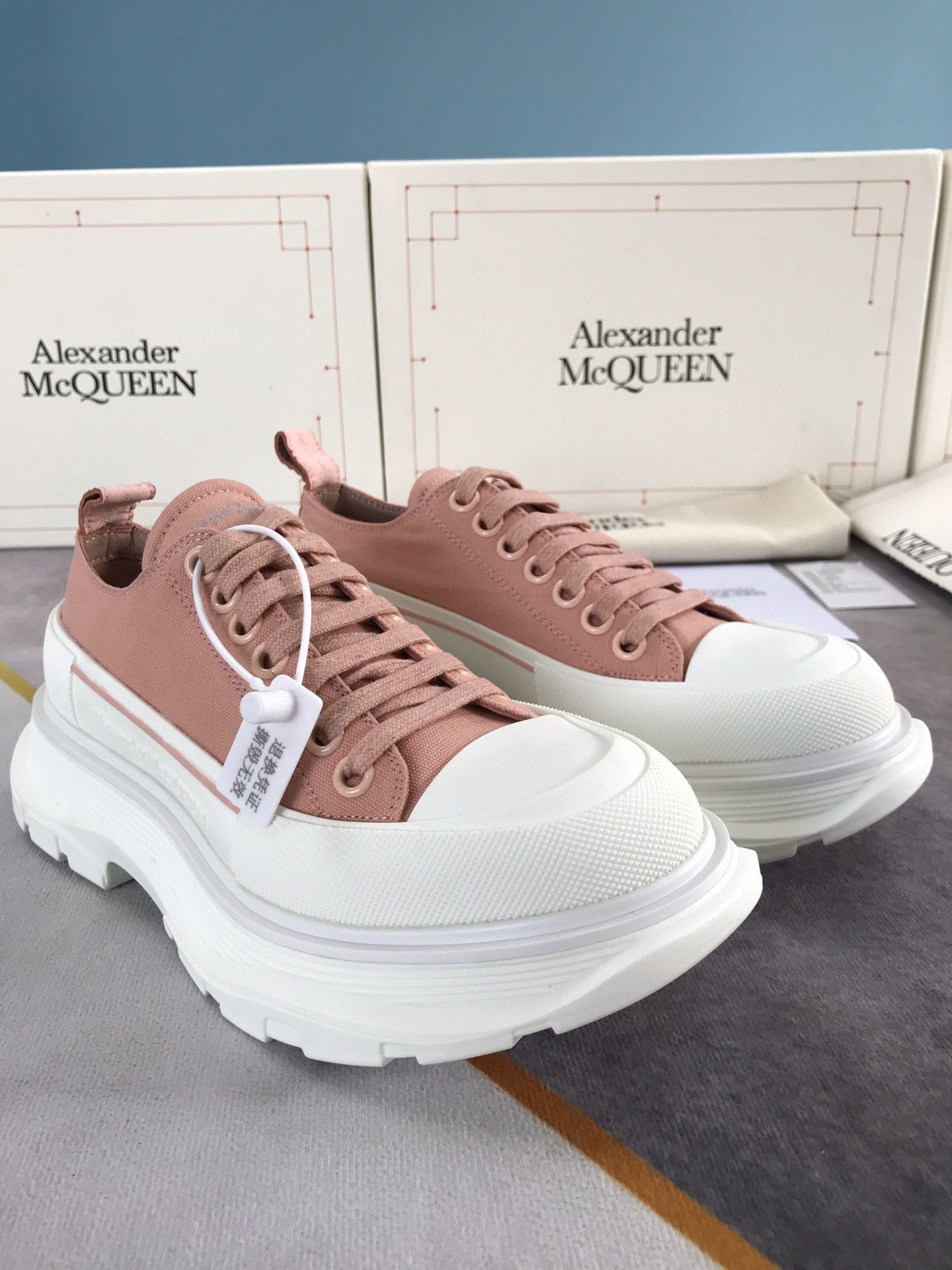 Alex - McQueen Tread Slick Lace Up Cotton Brown For Men