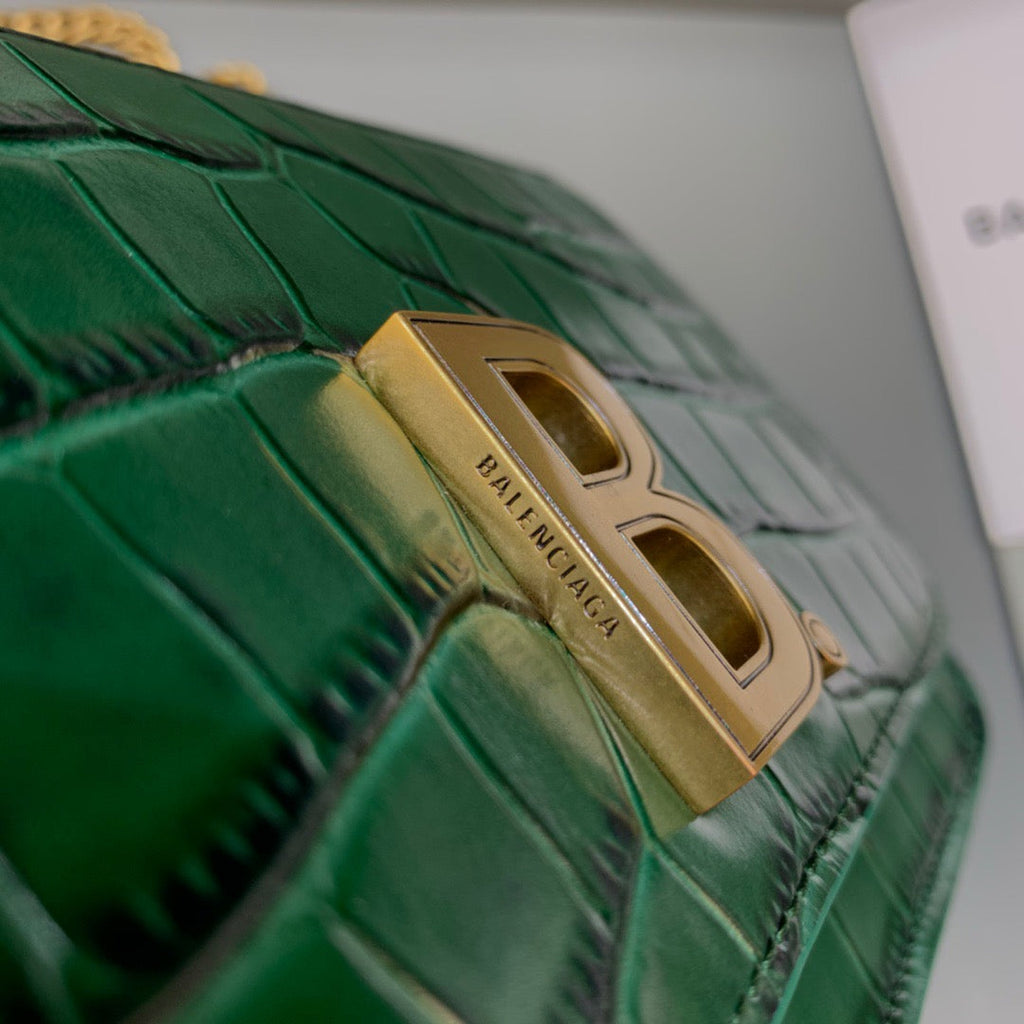 BLN-Ciaga Croc Embossed Patent B Bag With Chain In Green, For Women,  Bags 7.9in/20LO