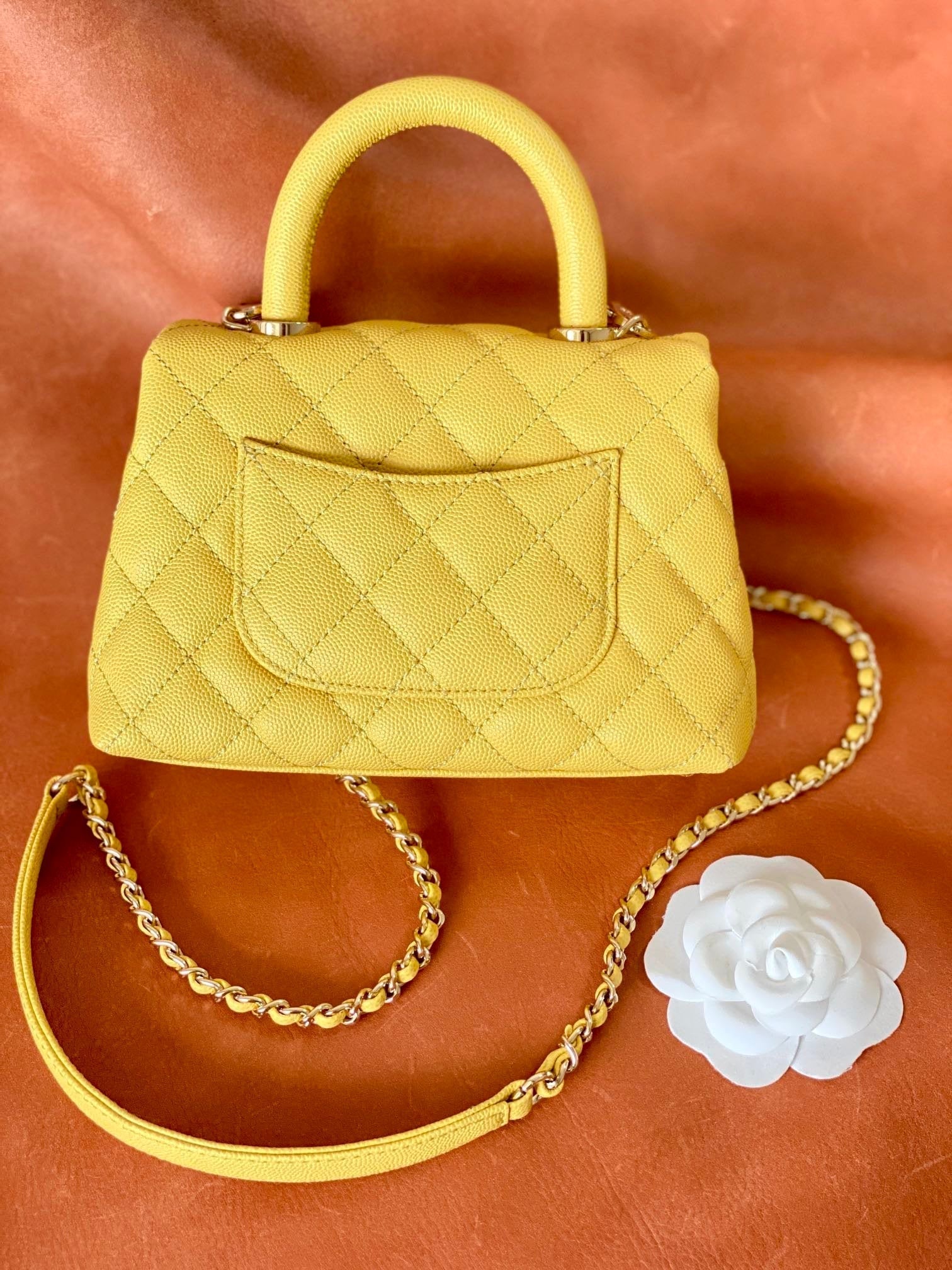 CHL - Mini Flap Bag Top Handle Yellow For Women 7.5in/19LO