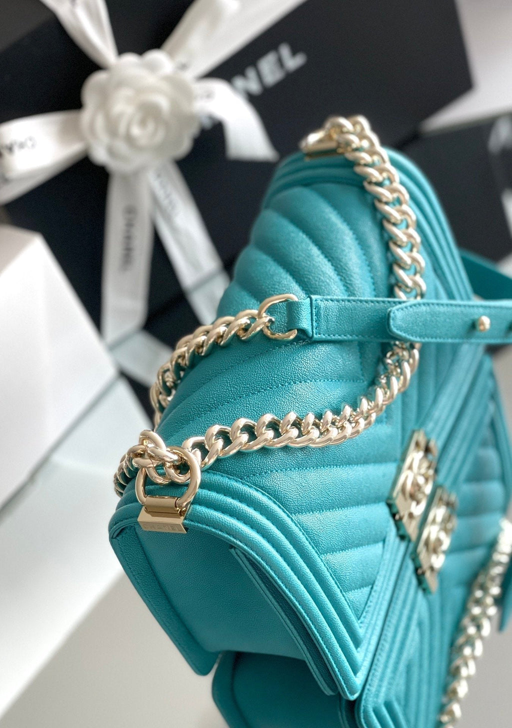 CHL - Medium Boy Handbag Blue For Women 9.8in/25LO A67086