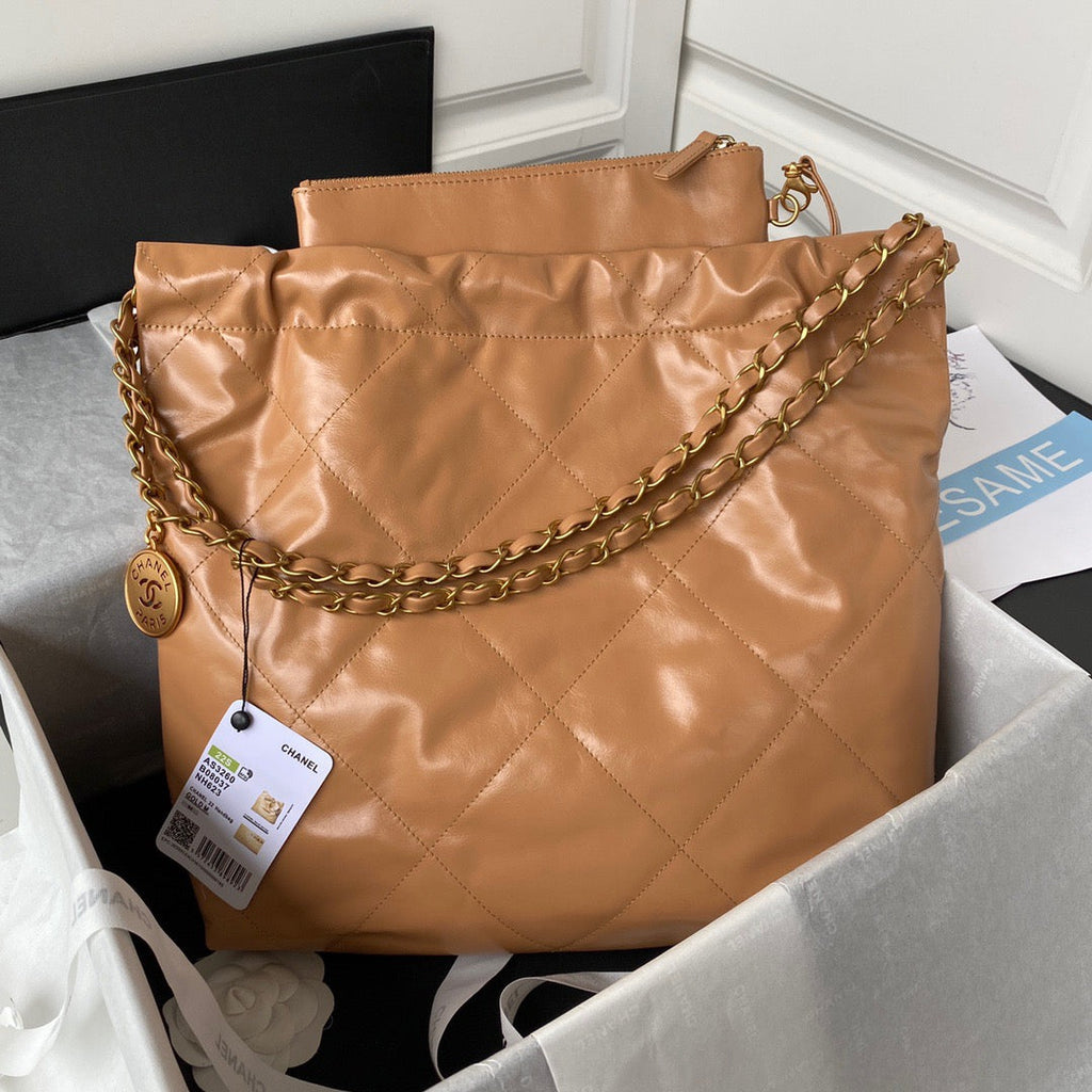 CHL -  22 Handbag Gold Hardware Shiny Camel For Women Handbags, Shoulder Bags 16.5in/38LO AS3261 B08037 NB356