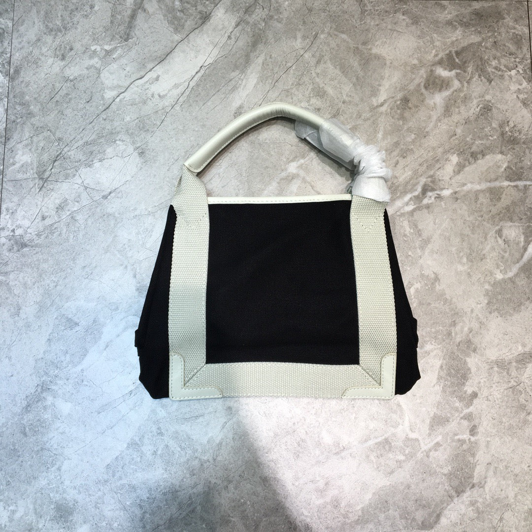 BLN-Ciaga Navy Small Cabas Tote Bag In White, For Women,  Bags 18.5in/47LO