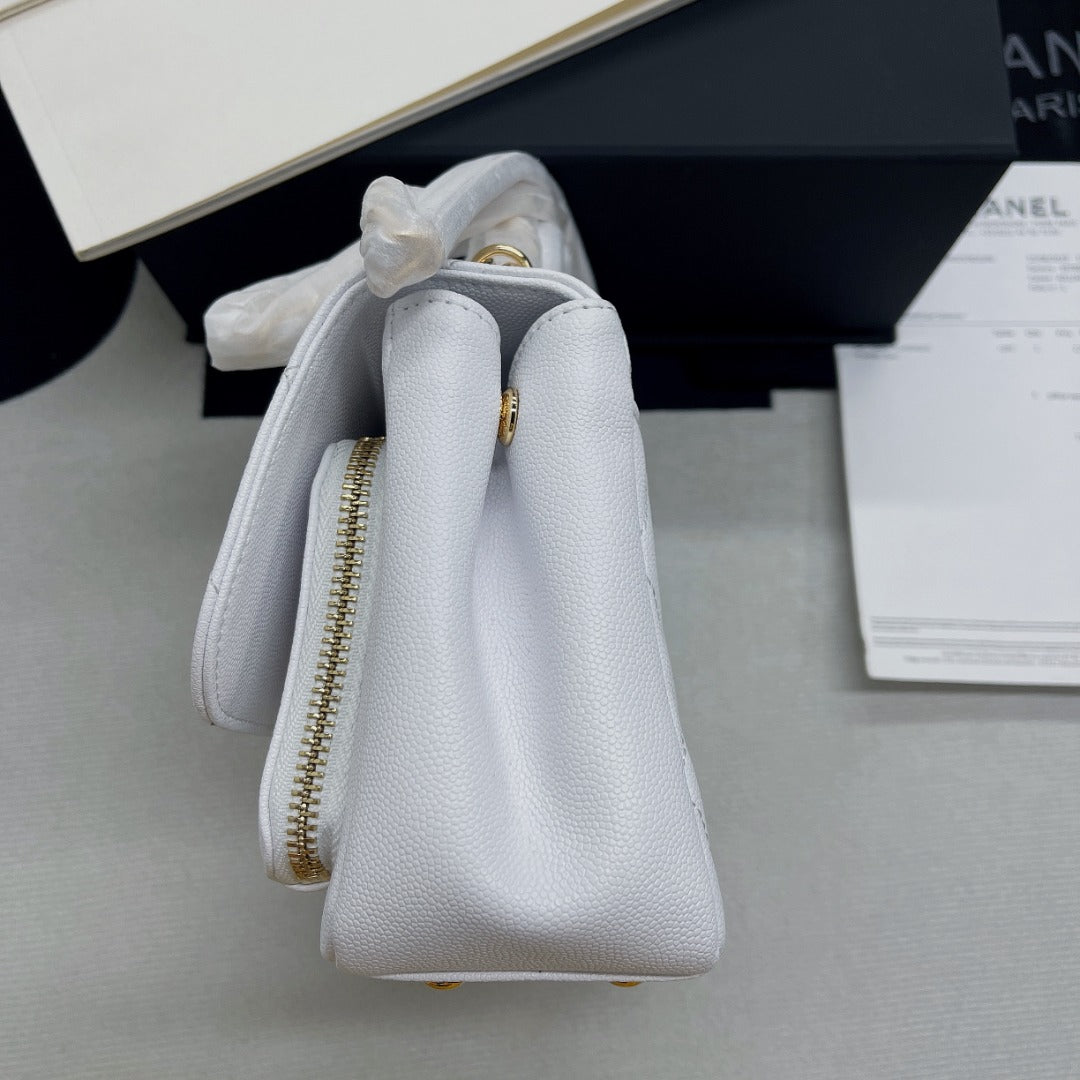 CHL - Mini Flap Bag Top Handle White For Women 7.5in/19LO