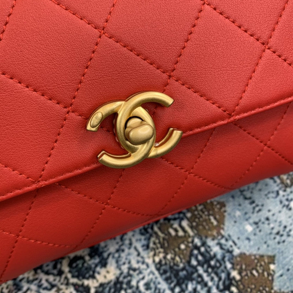 CHL - Small Flap Bag With Top Handle Gold Hardware Red For Women Handbags, Shoulder Bags 7.9in/20LO AS2059