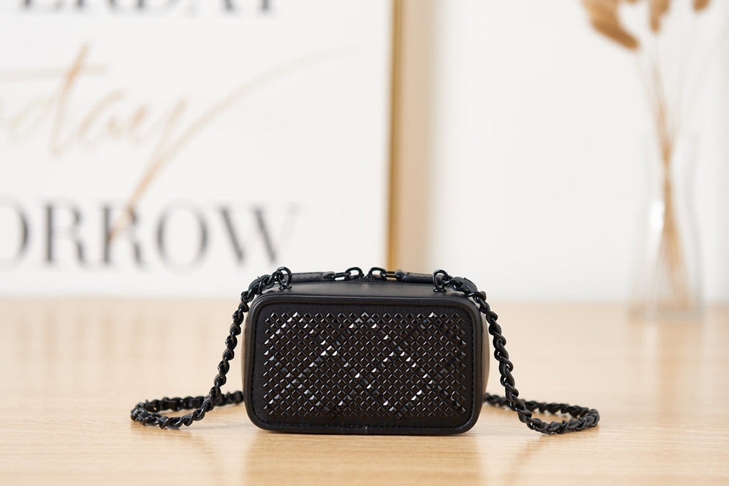 CHL -  Crystal Small Vanity with Chain Black Bag For Women 10LO/4in