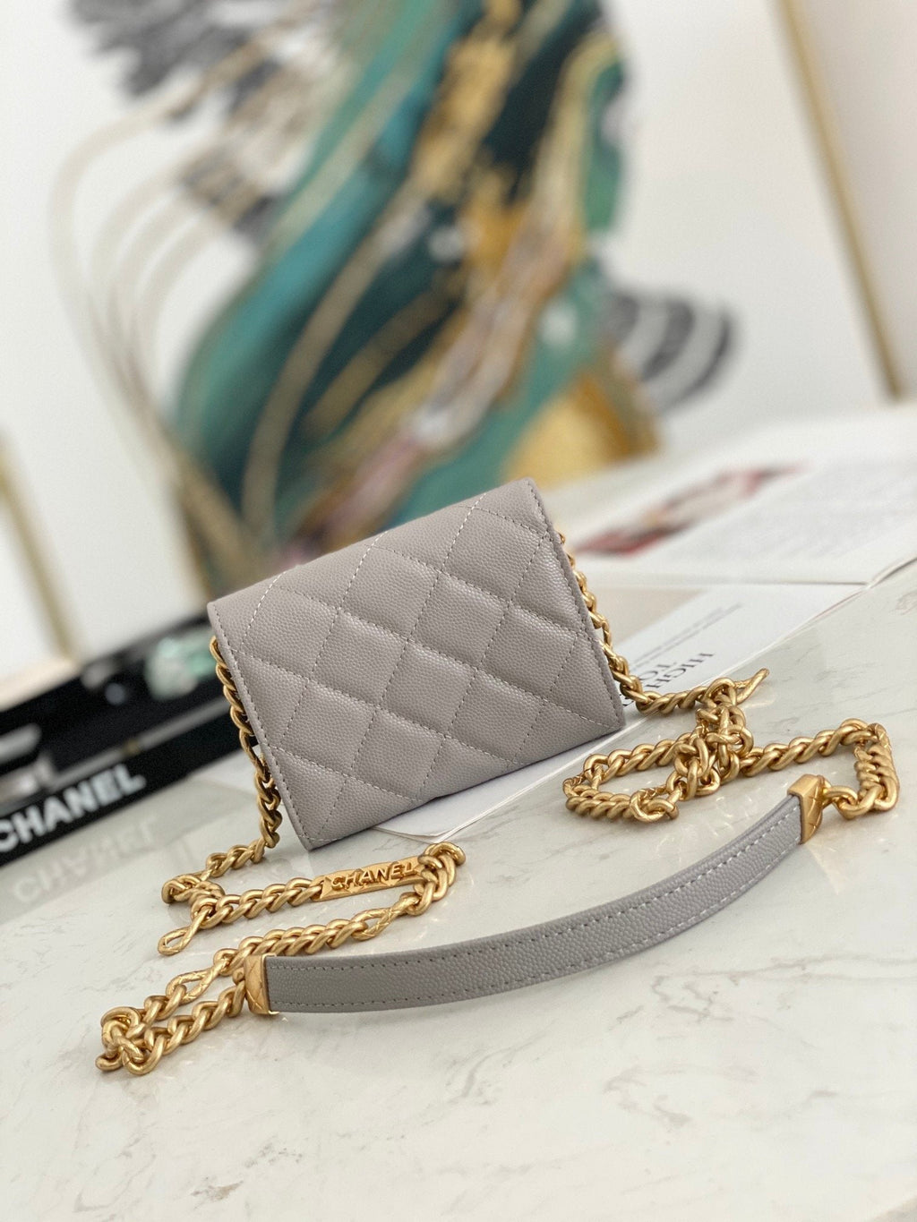 CHL - Mini Flap Bag Gold Toned Hardware Grey For Women 4.7in/12LO
