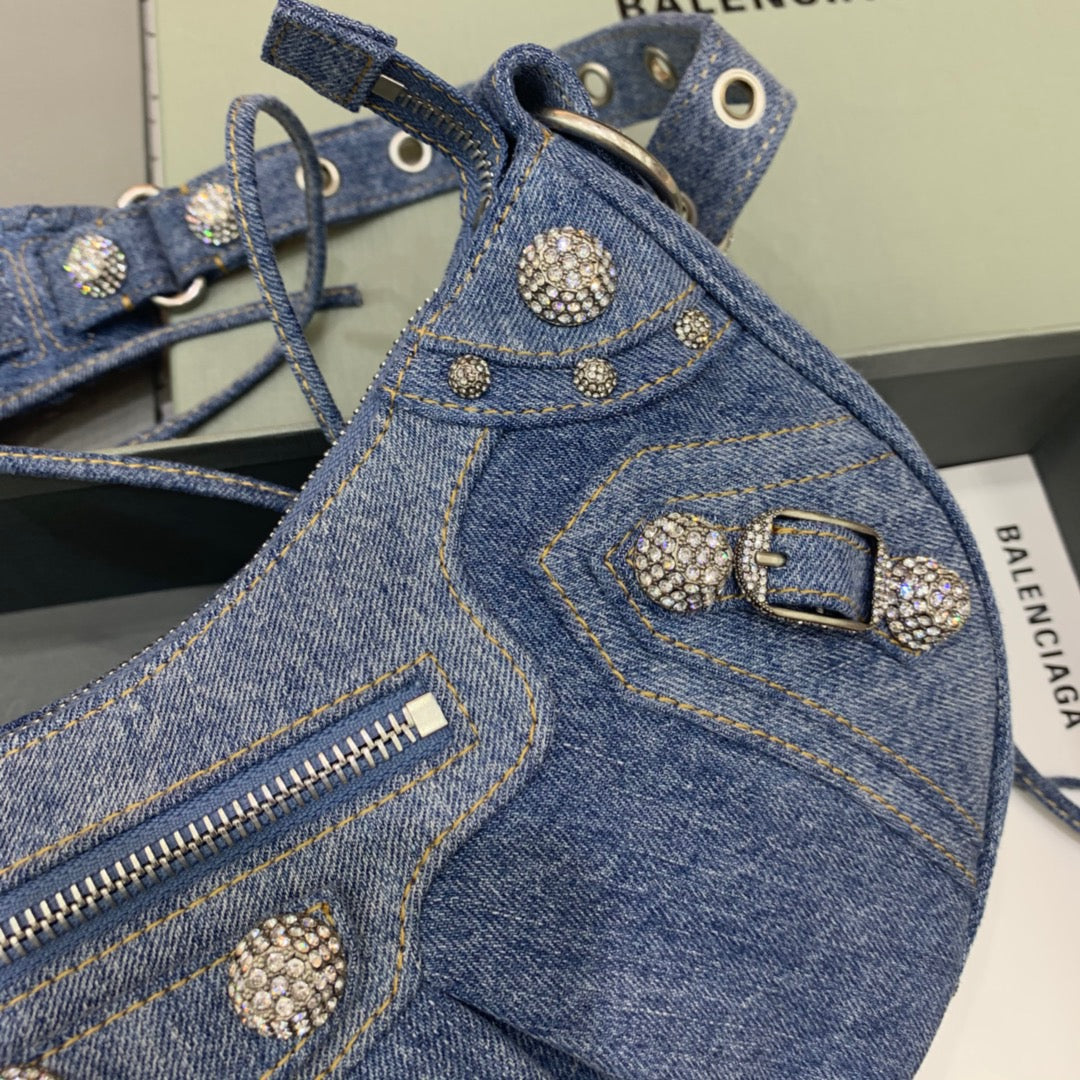 BLN-Ciaga Le Cagole XS Shoulder Bag In Blue Washed, For Women,  Bags 13in/33LO