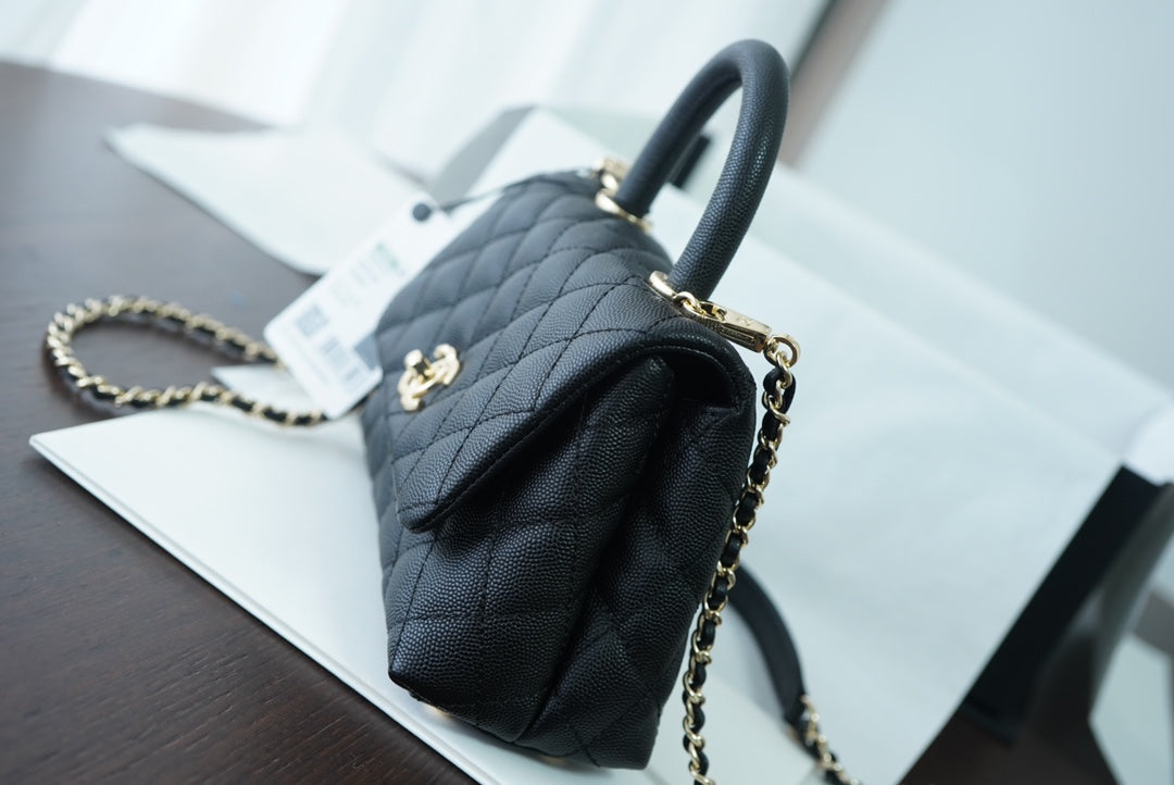 CHL -  Classic Mini Flapbag Top Handle Black For Women 7.5in/19LO
