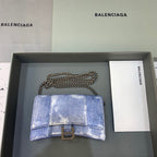 BLN-Ciaga Downtown Small Shoulder Bag With Chain Blue Washed, For Women,  Bags 11.8in/30LO