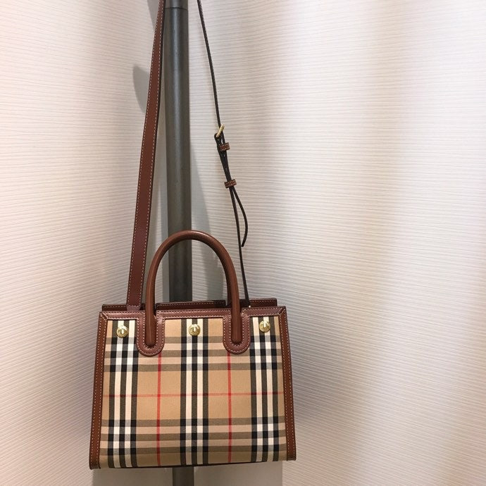 B-Berry - BB  Mini  Check Two-handle Title Bag Archive Beige For Women, Bags 10.2in/26LO 80252671