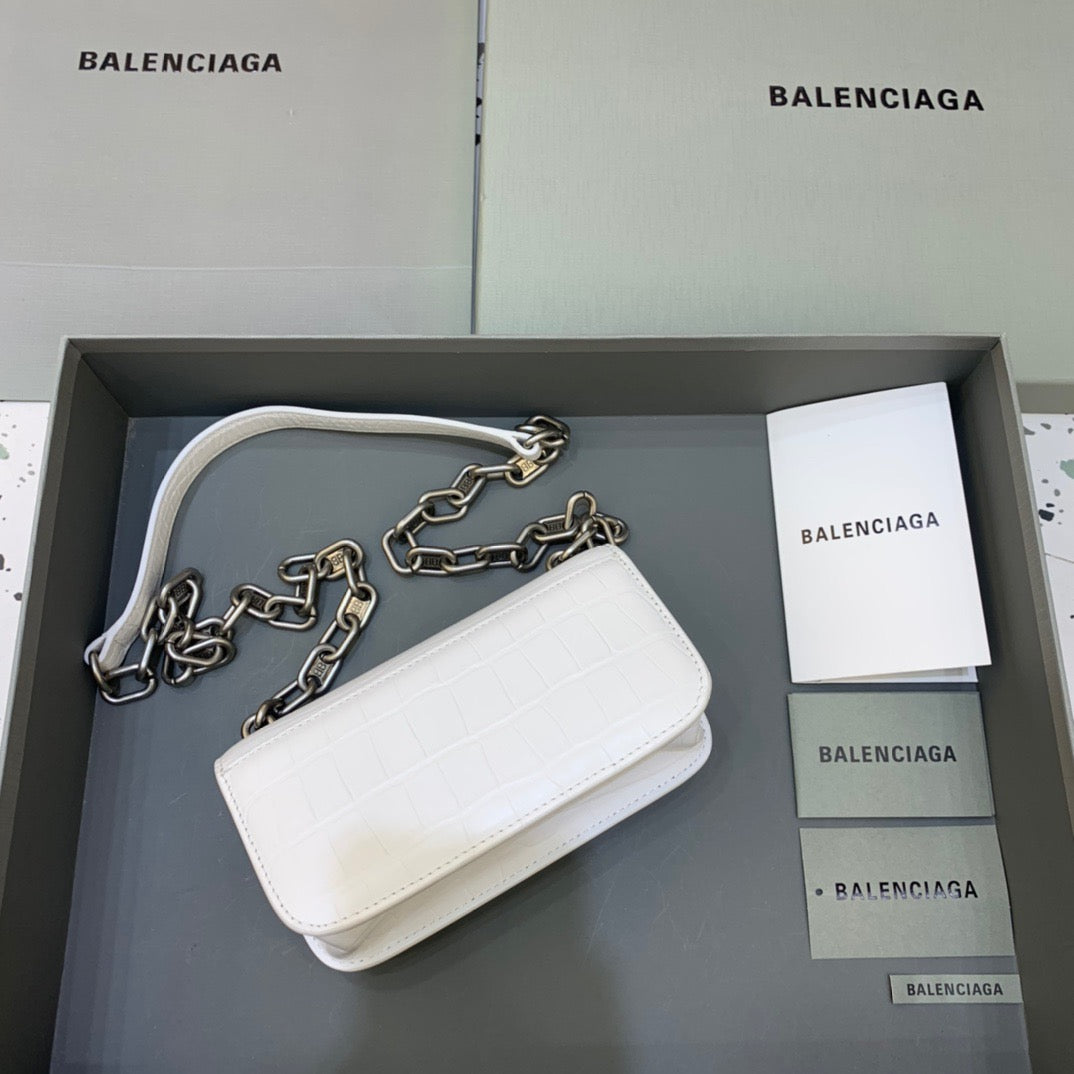 BLN-Ciaga Gossip Small On Chain Shoulder Bag White, For Women,  Bags 7.4in/19LO