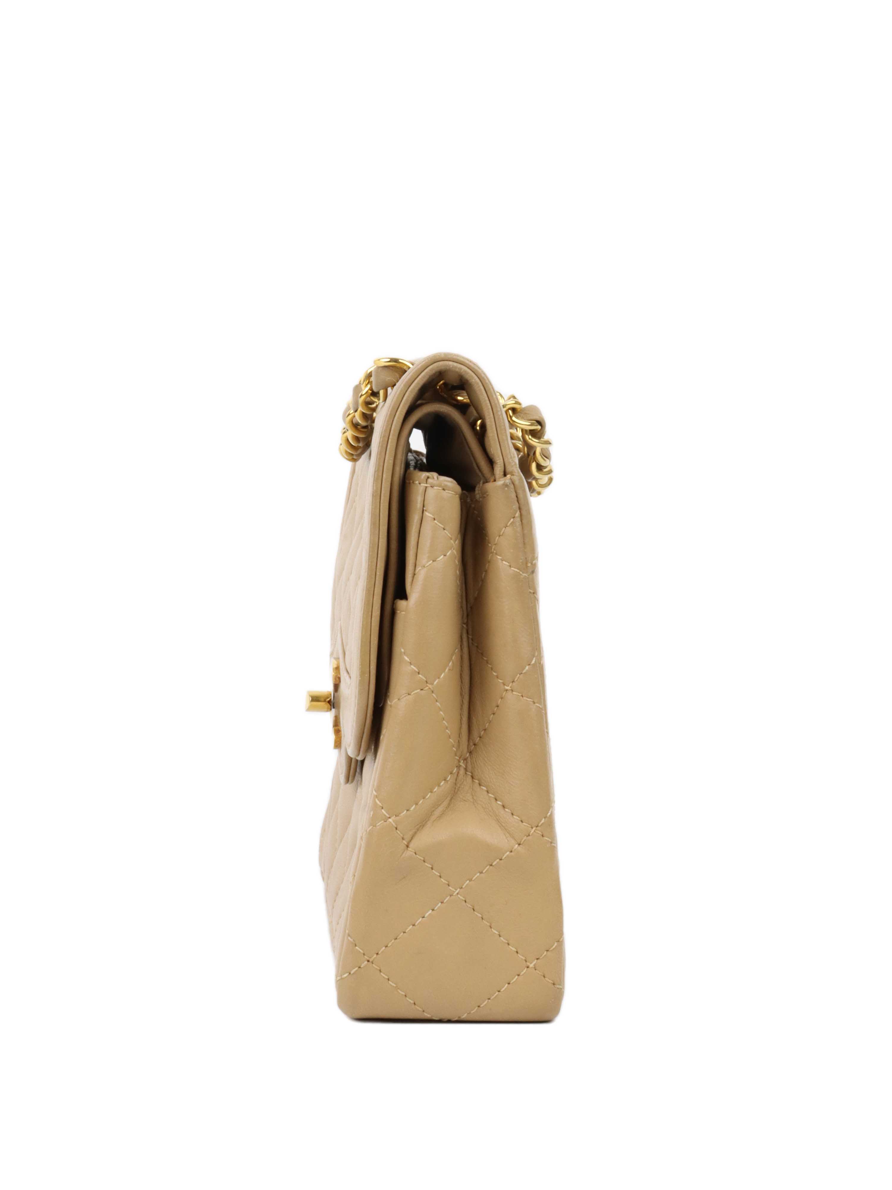 CHNL -   Two Toned Beige Flap Bag.