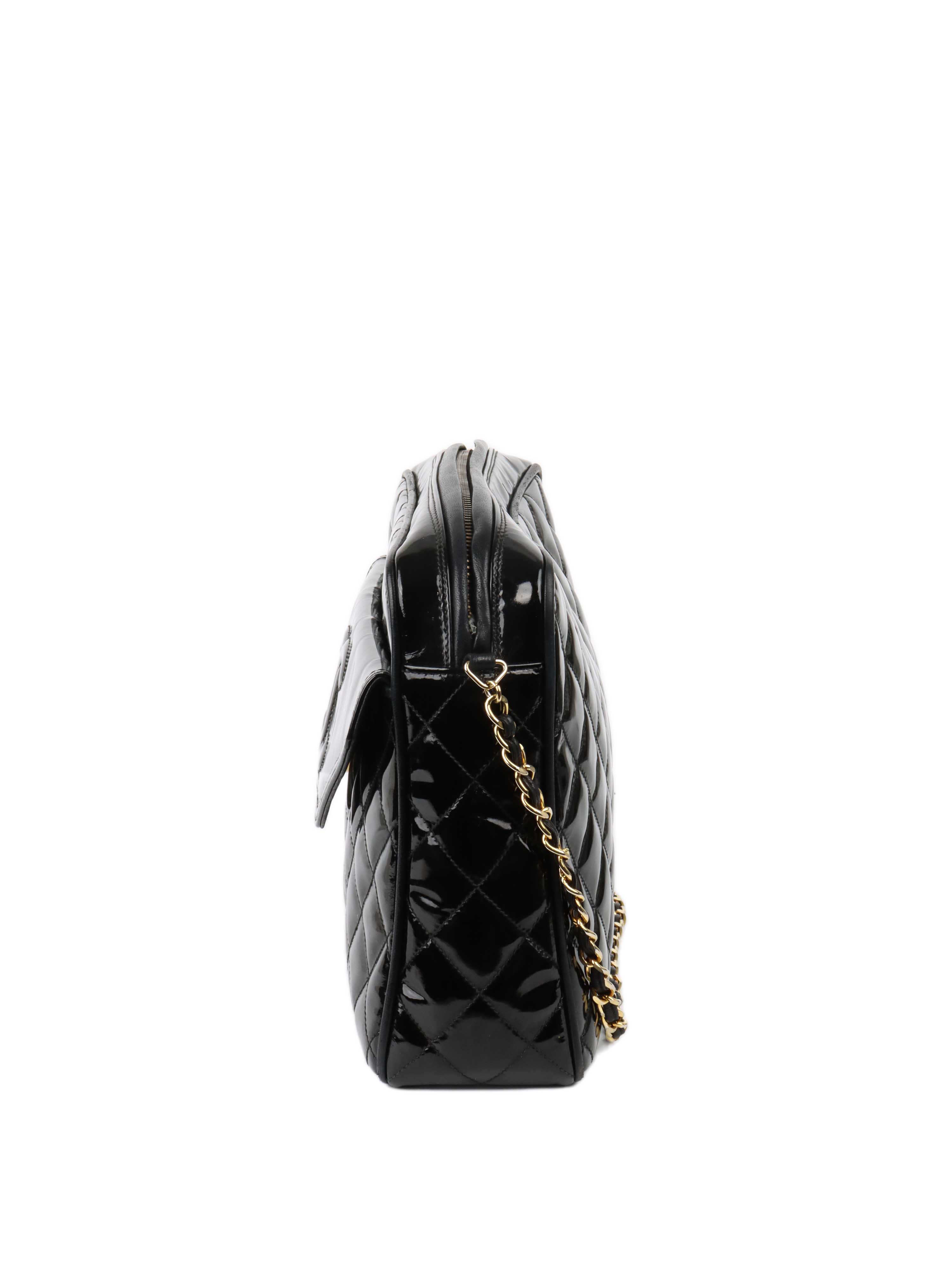 CHNL -  Black Patent Shoulder Bag.