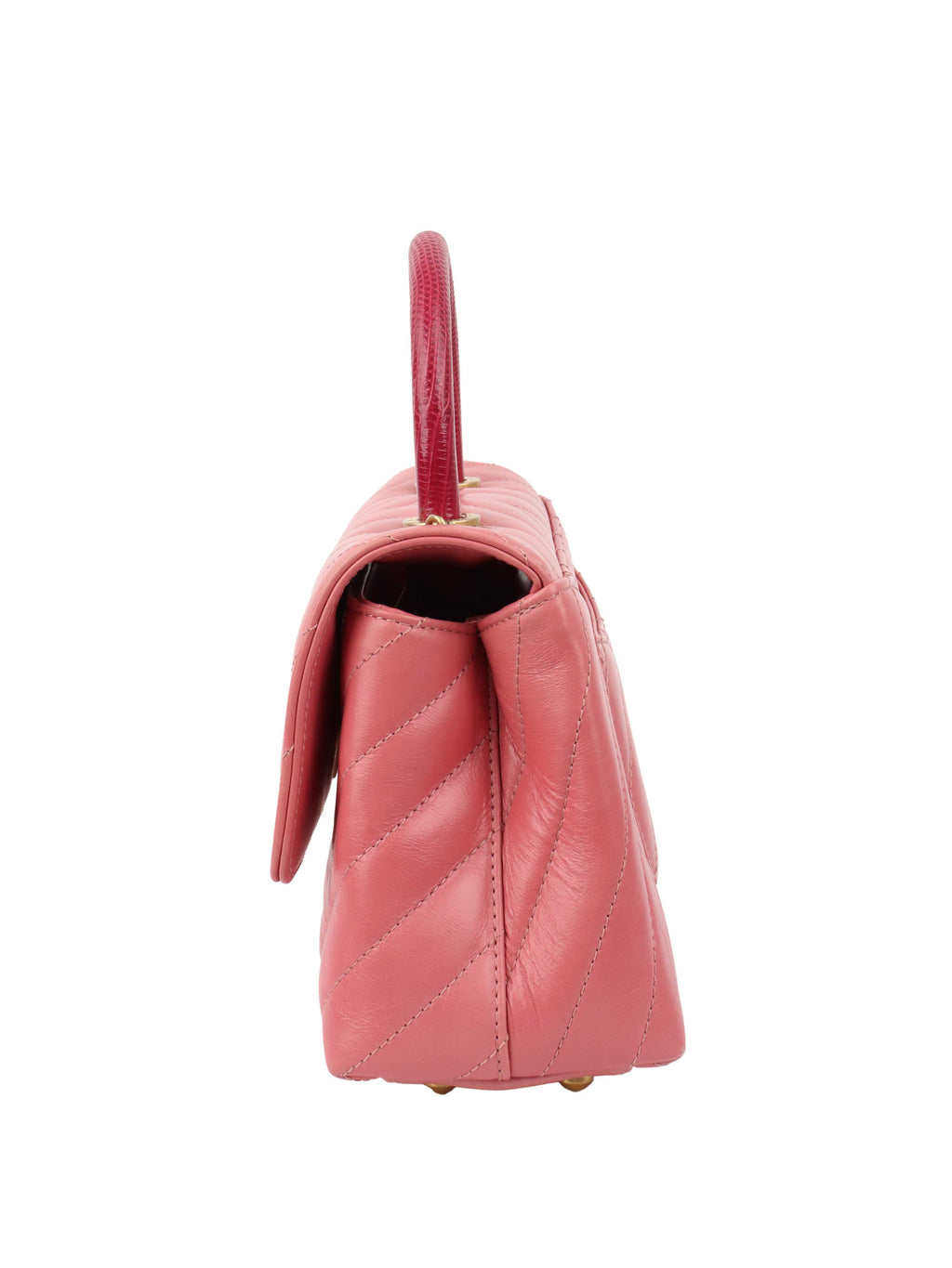 CHNL -  Small Pink Chevron Coco Handle Bag.