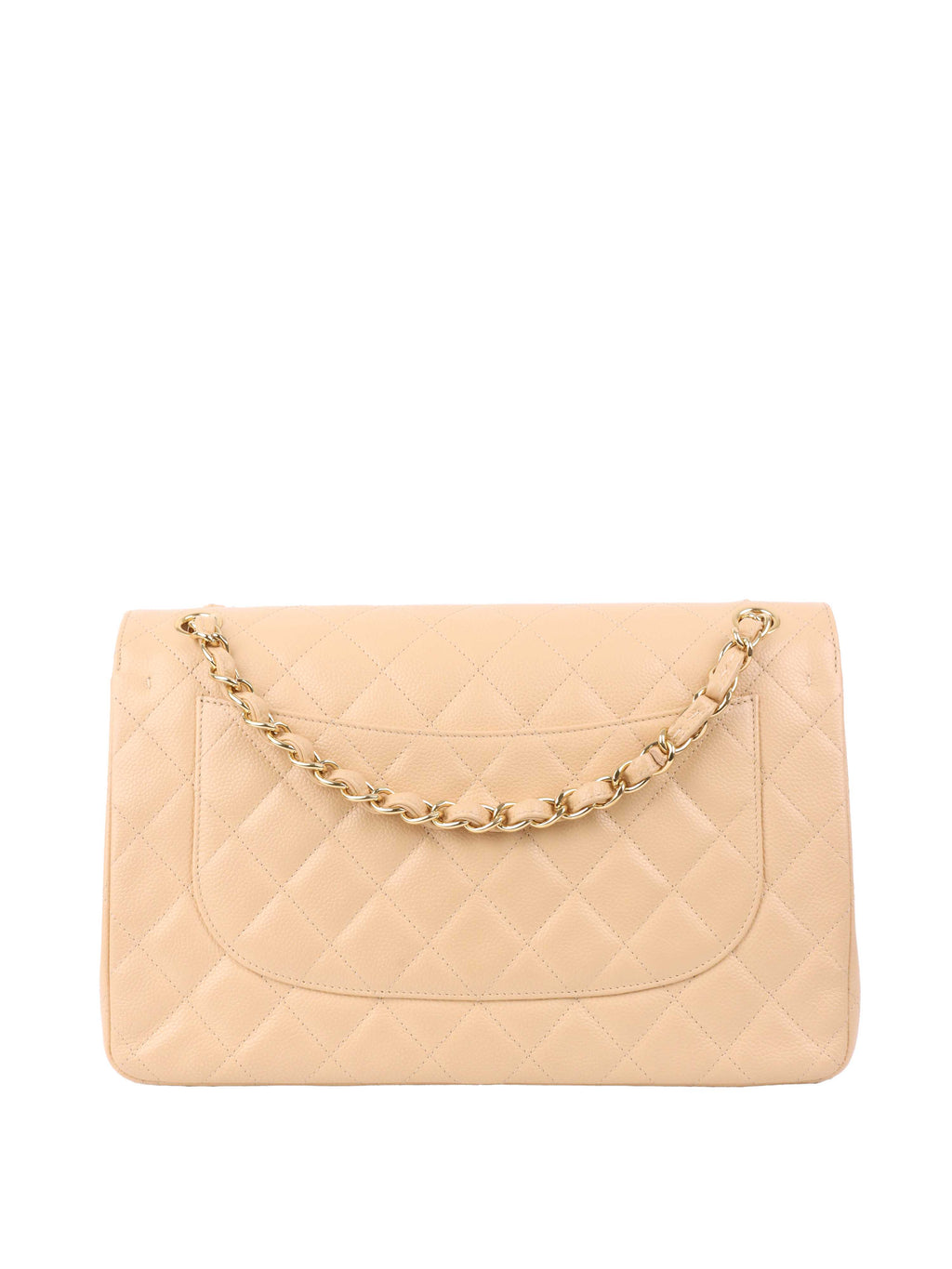 CHNL -  Beige Jumbo Classic Flap.