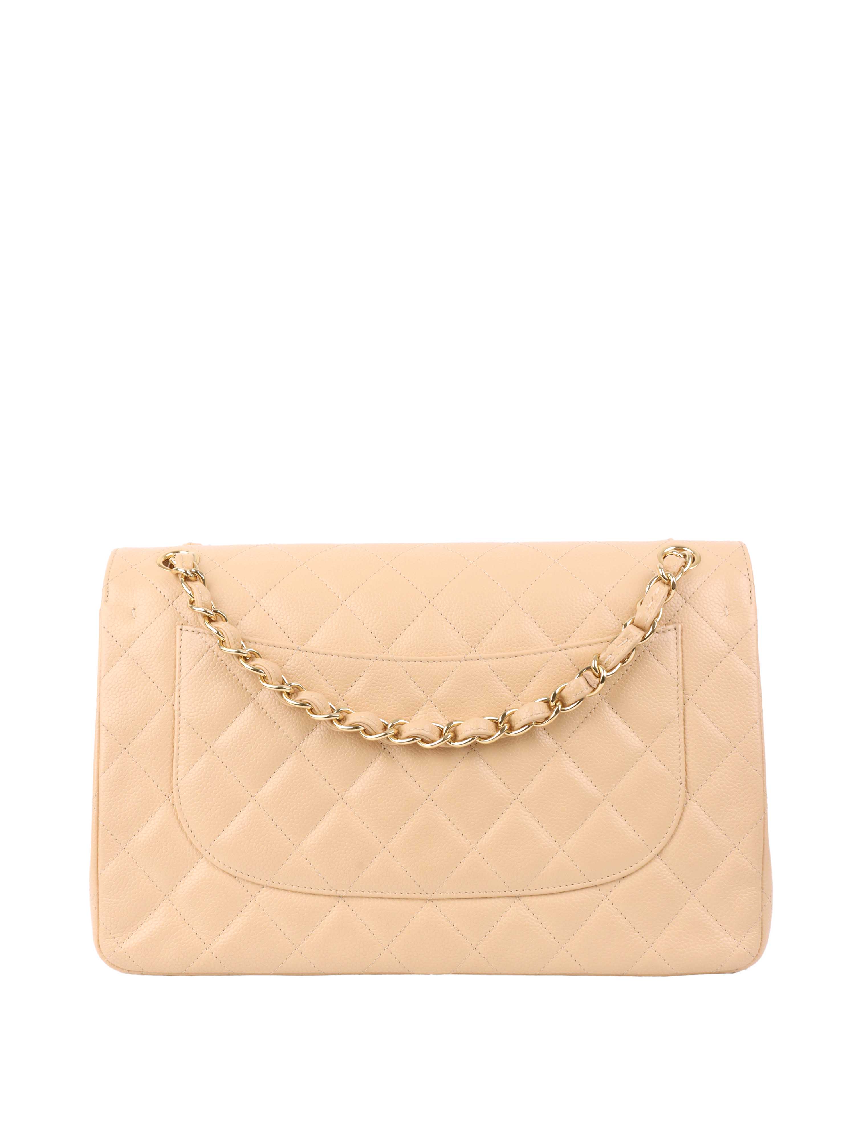 CHNL -  Beige Jumbo Classic Flap.