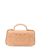 CHNL -  Beige Mini Rectangular Classic Flap with Top Handle.