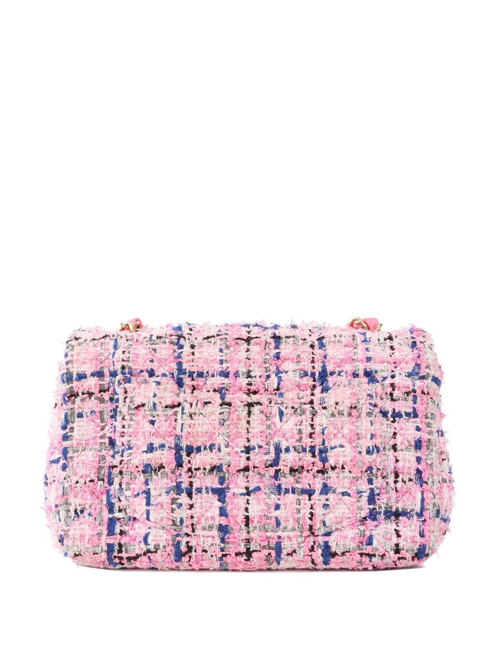 CHNL -  Pink & Blue Tweed Mini Rectangular Classic Flap.
