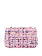 CHNL -  Pink & Blue Tweed Mini Rectangular Classic Flap.