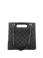 CHNL -  Black Caviar Quilted Leather Shopping Tote.