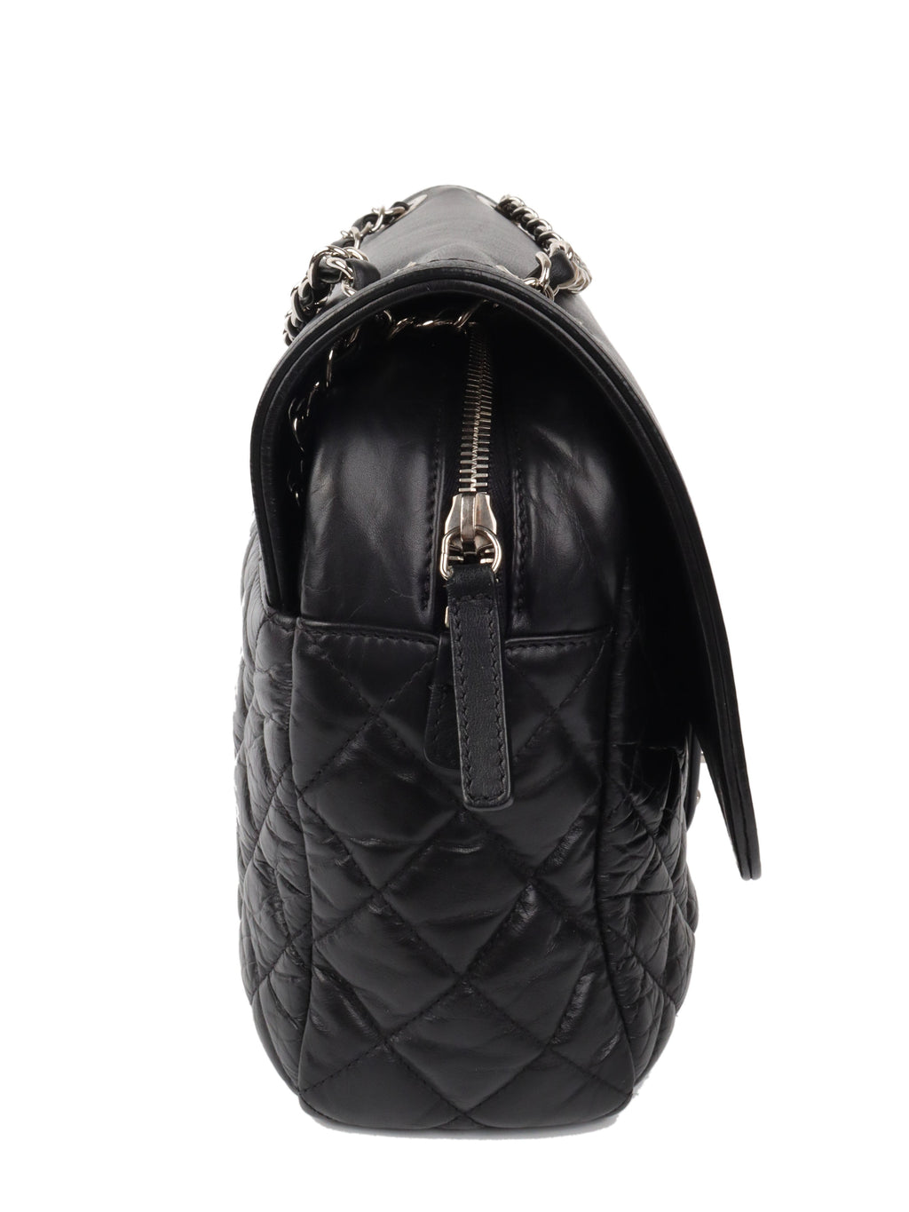 CHNL -  Black Wrinkled Quilted Flap Bag