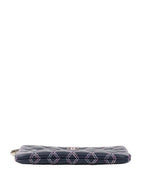 CHNL -  Navy Lambskin Zip Pouch.