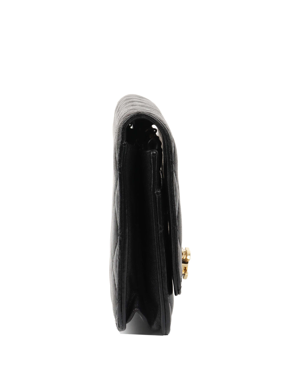 CHNL -  Black Buckled Lambskin Wallet on Chain.