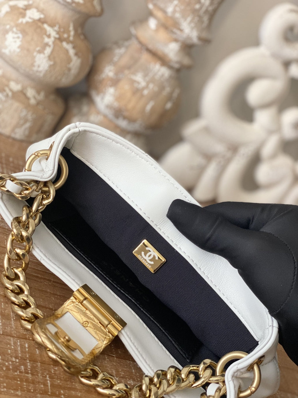 CHL - Small Hobo Bag Gold Hardware White For Women Handbags, Shoulder Bags 7.5in/19LO