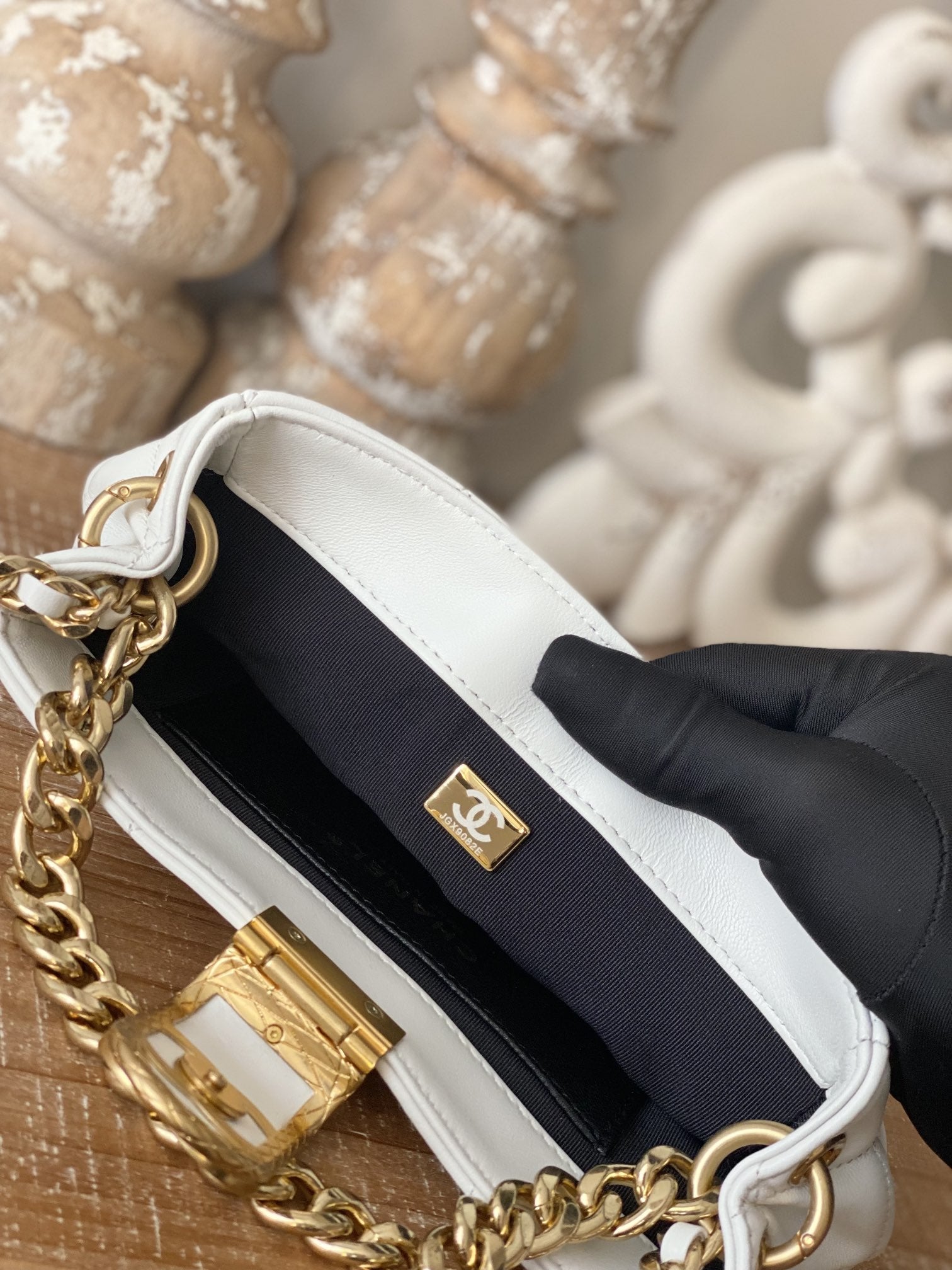 CHL - Small Hobo Bag Gold Hardware White For Women Handbags, Shoulder Bags 7.5in/19LO