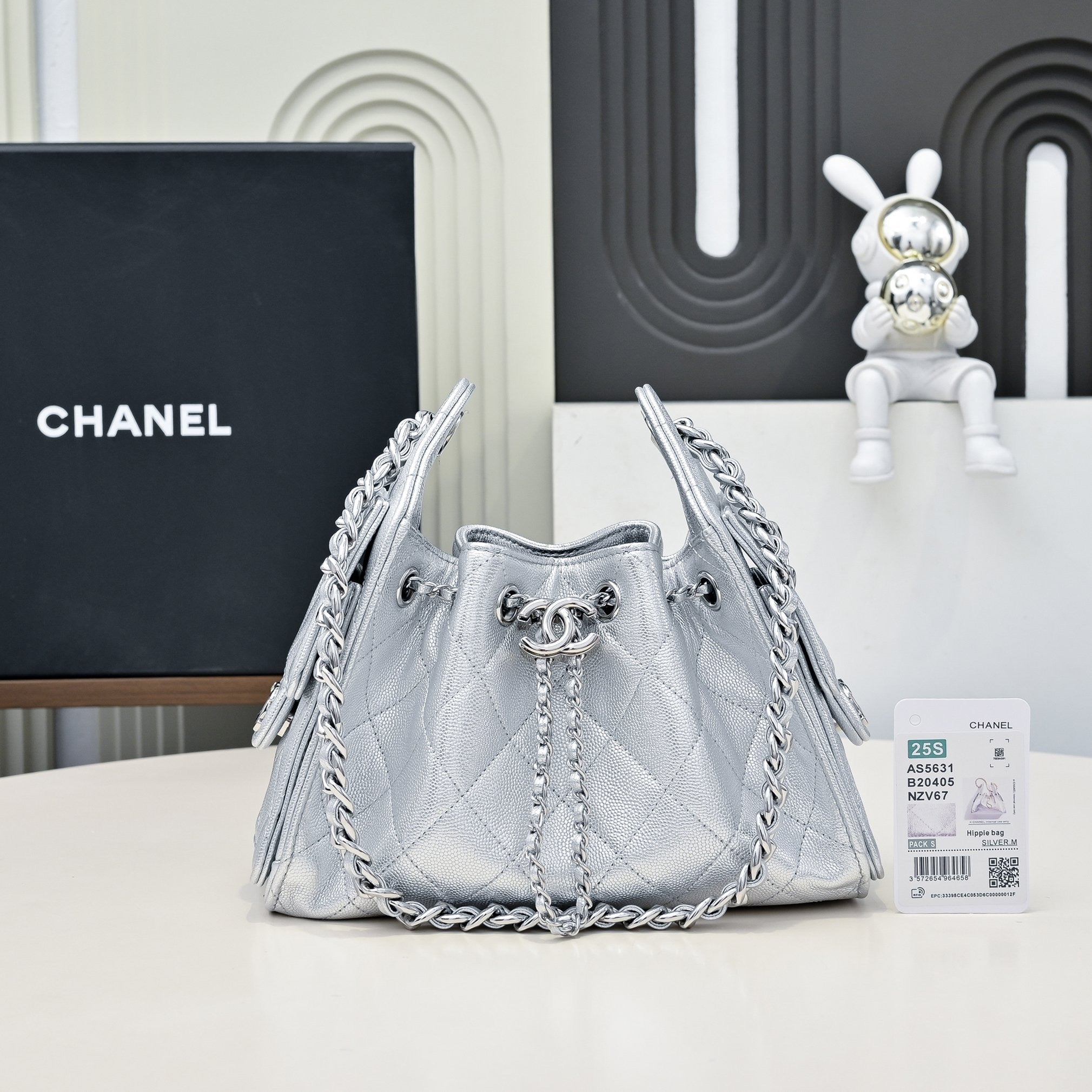 CC Cruise 25/26 Mini Handbag Sliver Caviar Leather